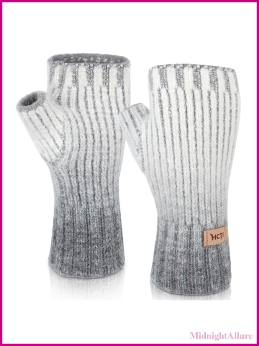 Fingerless Knit Mittens Acrylic Blend Warm Winter Gloves Typing